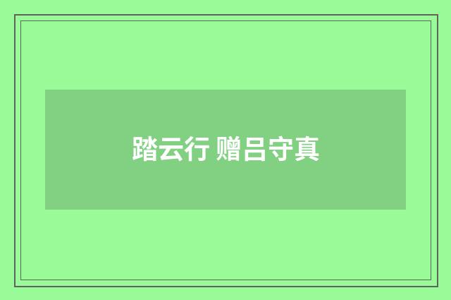 踏云行 赠吕守真
