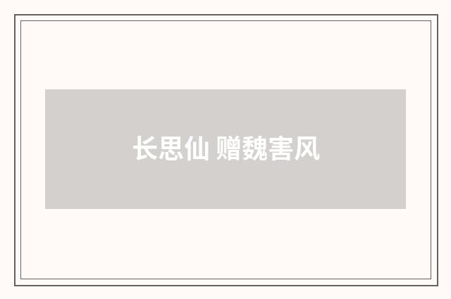 长思仙 赠魏害风