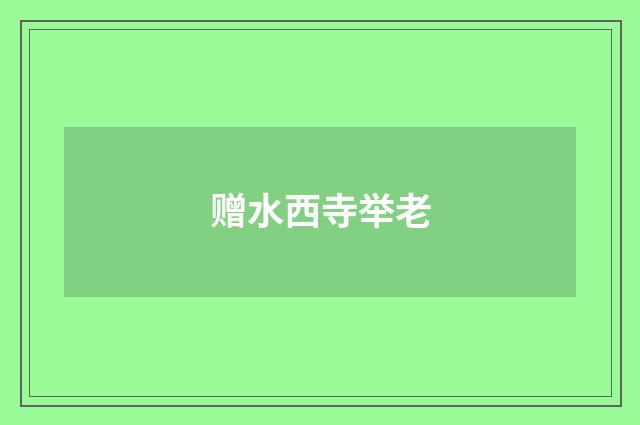 赠水西寺举老