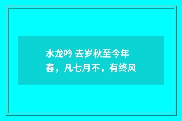水龙吟 去岁秋至今年春，凡七月不，有终风