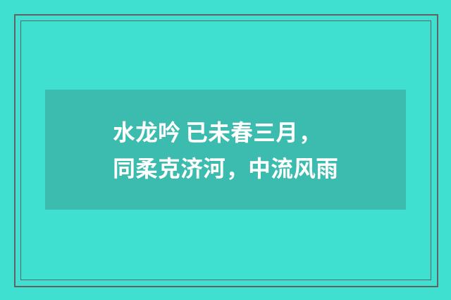 水龙吟 已未春三月，同柔克济河，中流风雨