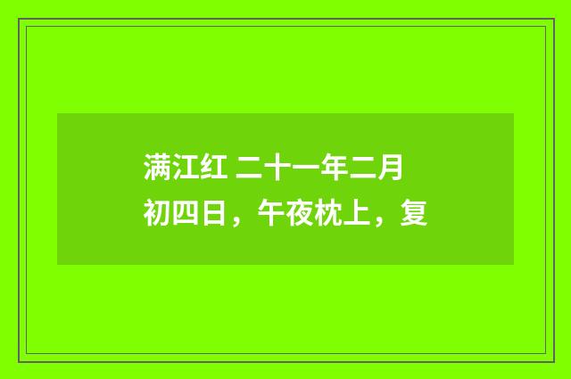满江红 二十一年二月初四日，午夜枕上，复