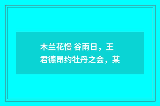木兰花慢 谷雨日，王君德昂约牡丹之会，某
