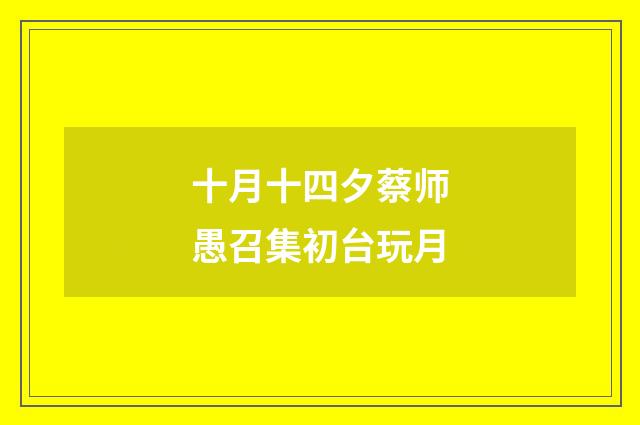 十月十四夕蔡师愚召集初台玩月