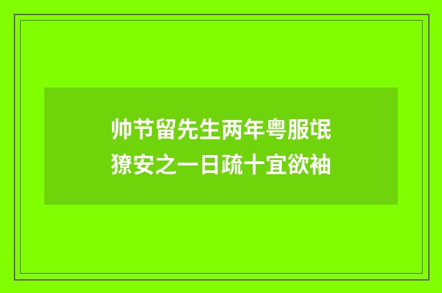帅节留先生两年粤服氓獠安之一日疏十宜欲袖