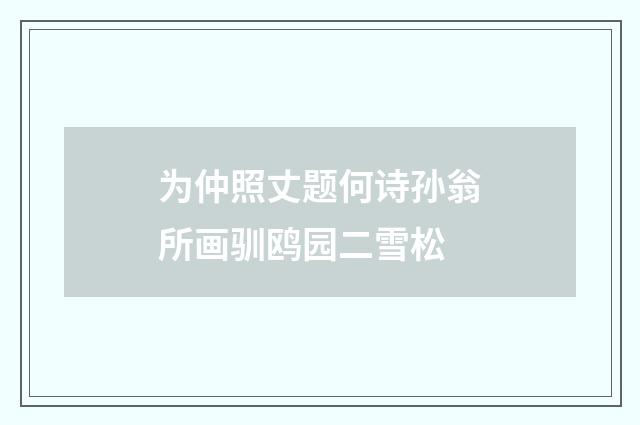 为仲照丈题何诗孙翁所画驯鸥园二雪松