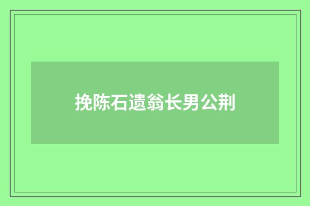 挽陈石遗翁长男公荆