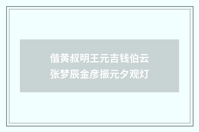 偕黄叔明王元吉钱伯云张梦辰金彦振元夕观灯
