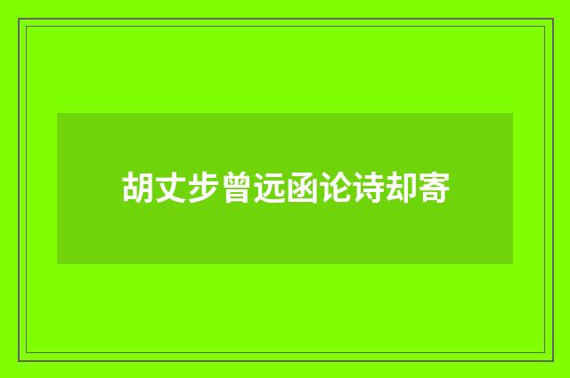 胡丈步曾远函论诗却寄
