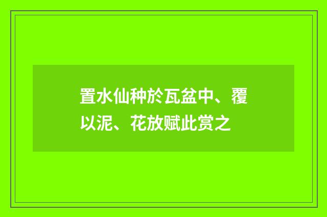 置水仙种於瓦盆中、覆以泥、花放赋此赏之