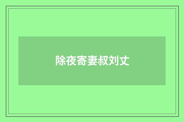 除夜寄妻叔刘丈