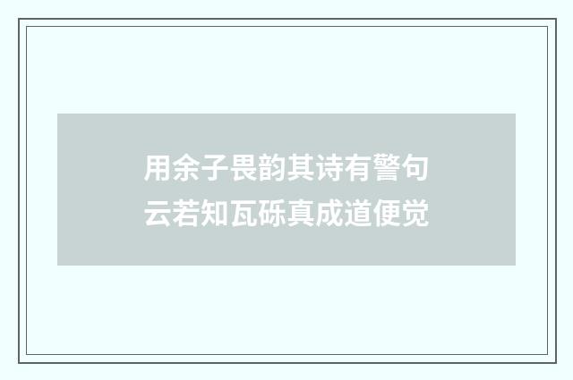 用余子畏韵其诗有警句云若知瓦砾真成道便觉