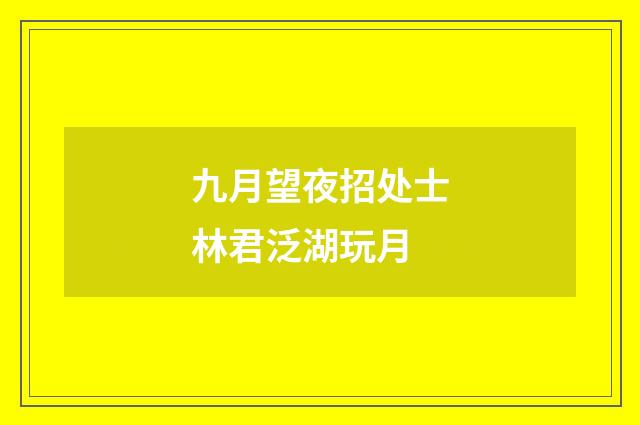 九月望夜招处士林君泛湖玩月