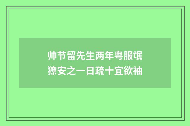 帅节留先生两年粤服氓獠安之一日疏十宜欲袖