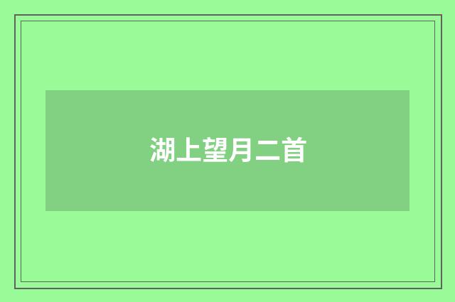 湖上望月二首