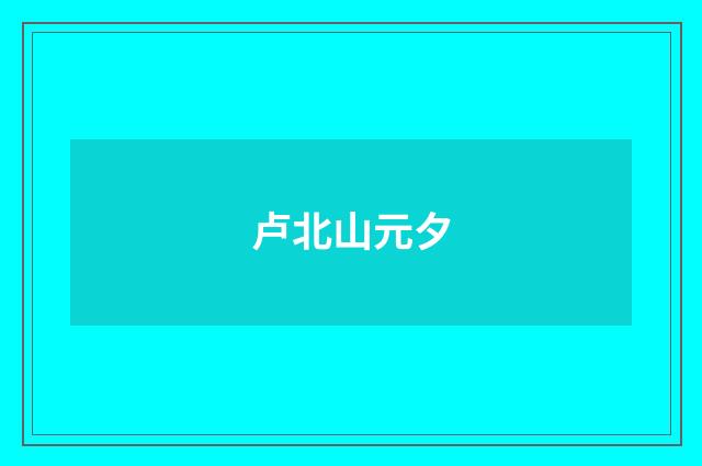 卢北山元夕
