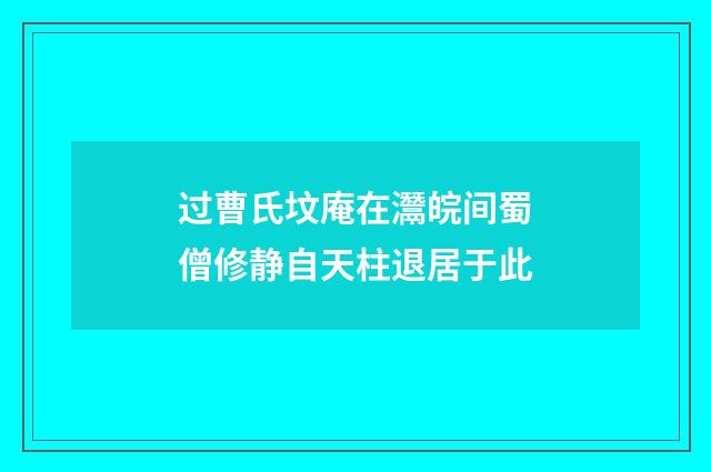 过曹氏坟庵在灊皖间蜀僧修静自天柱退居于此