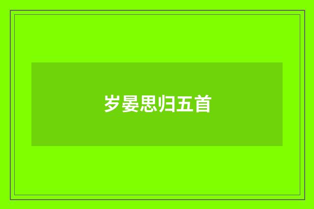 岁晏思归五首