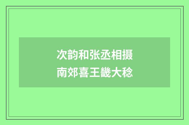 次韵和张丞相摄南郊喜王畿大稔