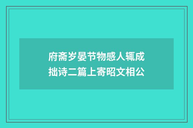 府斋岁晏节物感人辄成拙诗二篇上寄昭文相公