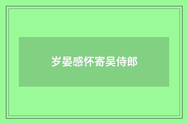 岁晏感怀寄吴侍郎