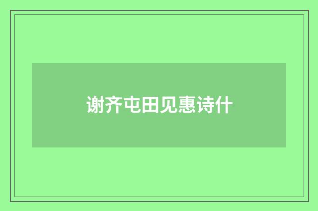 谢齐屯田见惠诗什