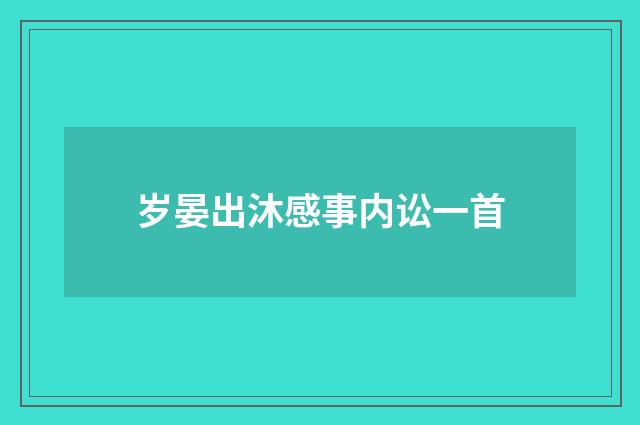 岁晏出沐感事内讼一首