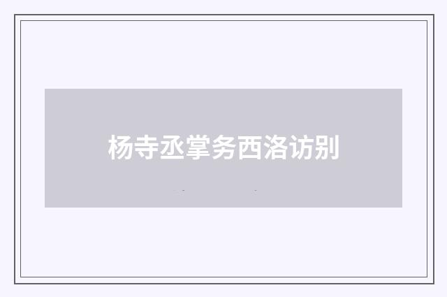 杨寺丞掌务西洛访别