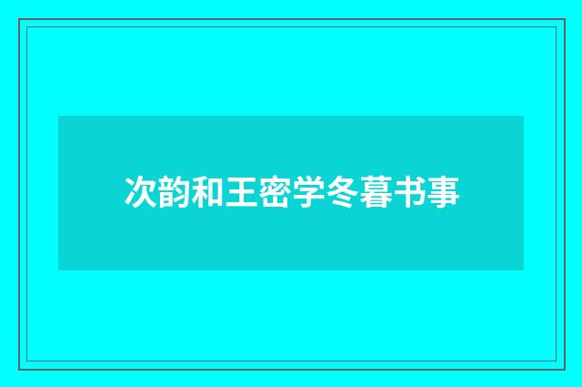 次韵和王密学冬暮书事