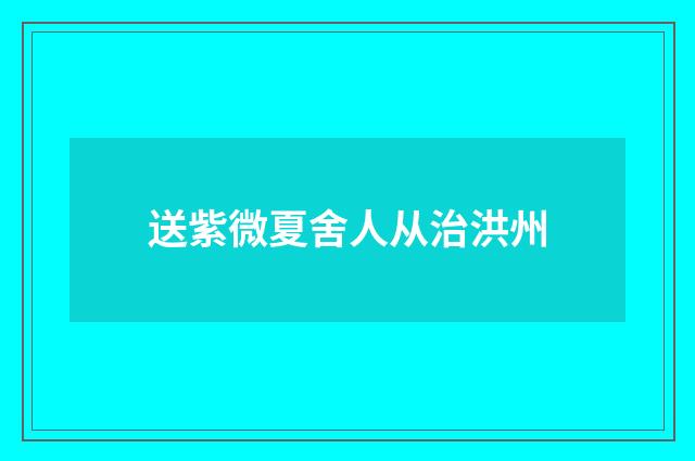 送紫微夏舍人从治洪州