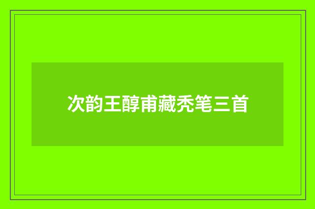 次韵王醇甫藏秃笔三首