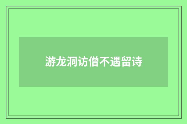 游龙洞访僧不遇留诗
