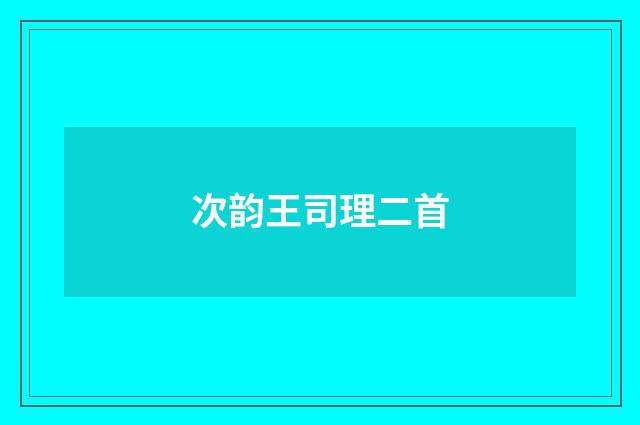 次韵王司理二首