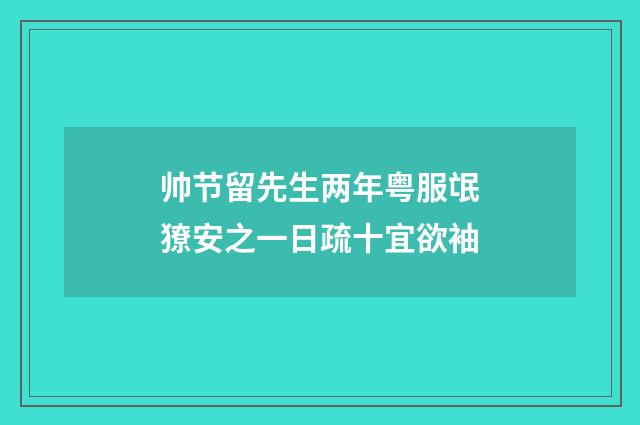 帅节留先生两年粤服氓獠安之一日疏十宜欲袖