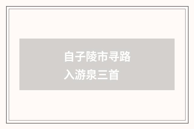 自子陵市寻路入游泉三首