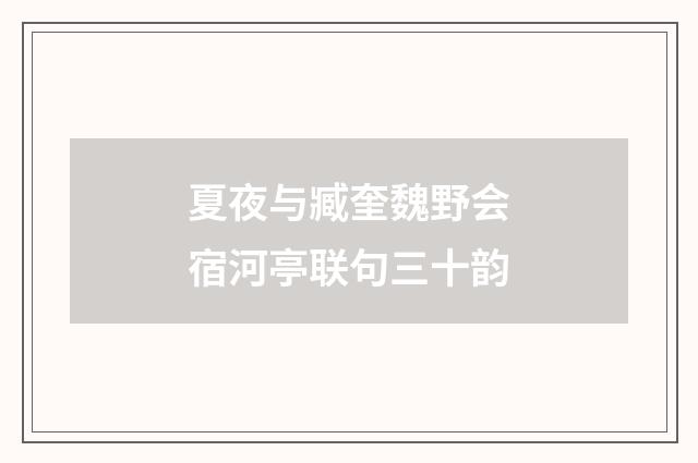 夏夜与臧奎魏野会宿河亭联句三十韵
