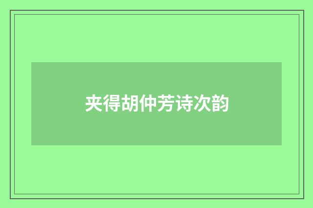 夹得胡仲芳诗次韵