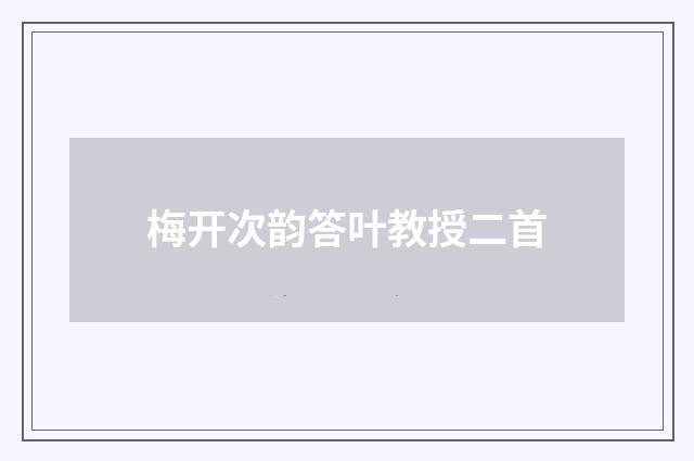 梅开次韵答叶教授二首