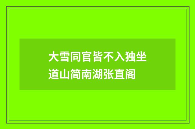 大雪同官皆不入独坐道山简南湖张直阁