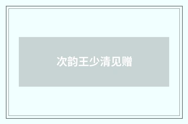 次韵王少清见赠
