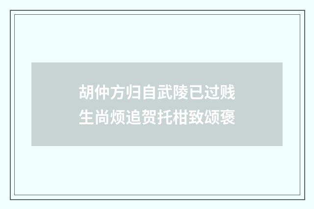 胡仲方归自武陵已过贱生尚烦追贺托柑致颂褒