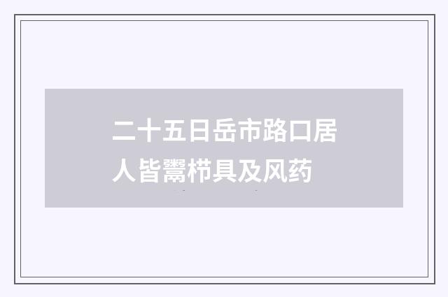 二十五日岳市路口居人皆鬻栉具及风药
