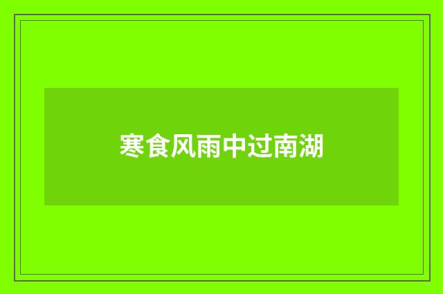寒食风雨中过南湖