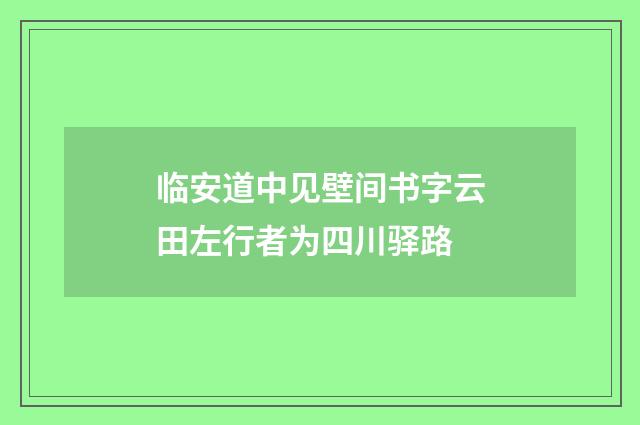 临安道中见壁间书字云田左行者为四川驿路