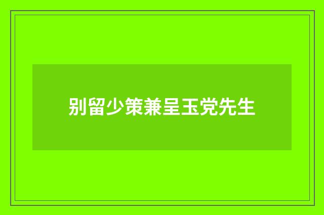 别留少策兼呈玉党先生
