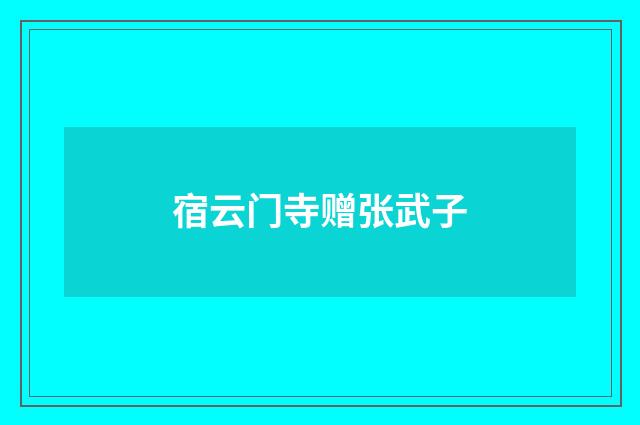 宿云门寺赠张武子
