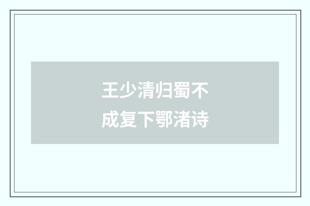 王少清归蜀不成复下鄂渚诗