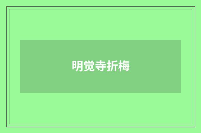明觉寺折梅