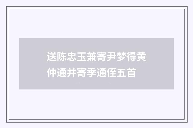 送陈忠玉兼寄尹梦得黄仲通并寄季通侄五首