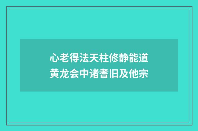 心老得法天柱修静能道黄龙会中诸耆旧及他宗